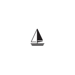Simple Boat Icon Symbol in Black and White Illustration