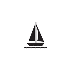 Simple Boat Icon Symbol in Black and White Illustration