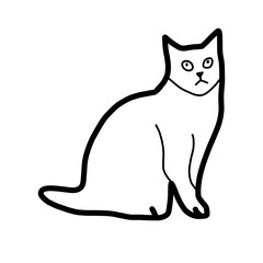 cat sit animal cute hand drawn organic line natural
