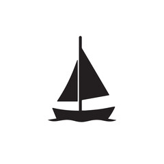 Simple Boat Icon Symbol in Black and White Illustration