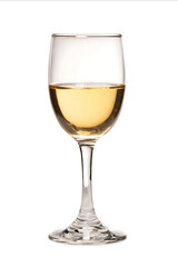 White wine glass isolated on a white background studio shot