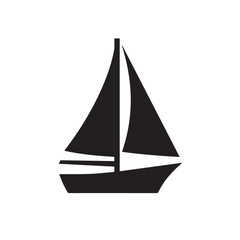 Simple Boat Icon Symbol in Black and White Illustration