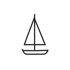 Simple Boat Icon Symbol in Black and White Illustration