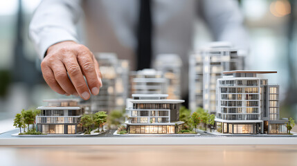 Construction d'un projet immobilier à l'aide d'une maquette détaillée de bâtiments modernes