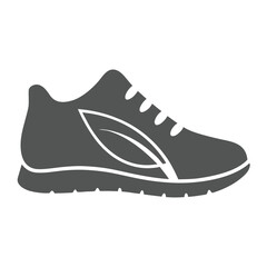 Dark gray graphic icon of a running shoe with a leaf design sneaker footwear