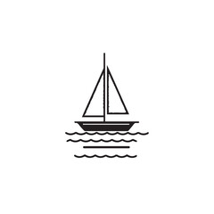 Simple Boat Icon Symbol in Black and White Illustration