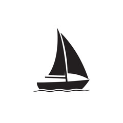 Simple Boat Icon Symbol in Black and White Illustration