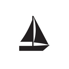 Simple Boat Icon Symbol in Black and White Illustration