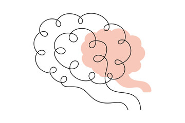 Human Brain Single Line Art Vector | Minimalist Abstract Mind Illustration