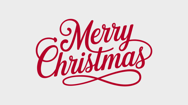Vector art of elegant red cursive calligraphy spelling merry christmas on a clean, conveying holiday cheer and festive greetings - Powered by Adobe