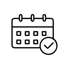 Illustration of a calendar with days displayed and a check mark indicating a scheduled event completed