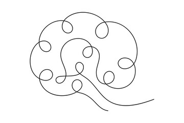 Abstract Human Brain One Line Art Vector Creative Minimalist Continuous Drawing Design. illustration