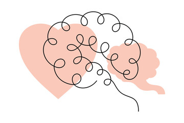 Human Brain Single Line Art Vector | Minimalist Abstract Mind Illustration