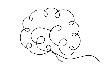 Abstract Human Brain One Line Art Vector Creative Minimalist Continuous Drawing Design. illustration