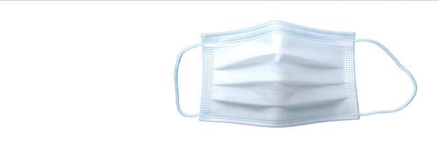 White medical mask on a blue background top view The concept of health protection from illness Photorealistic highresolution image in the style of Emily Coll