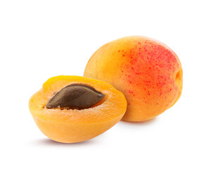 Fresh juicy apricots isolated on white. Summer fruit