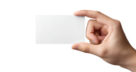 hand holding a blank card, transparent background, png file