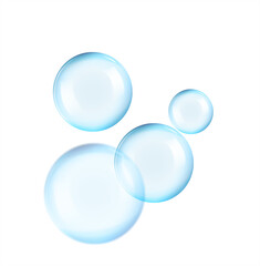 Soap bubbles in air isolated against white background
