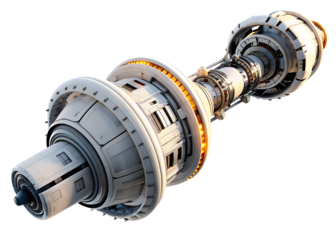 futuristic space station isolated on white background, png, ai generated.