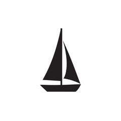 Simple Boat Icon Symbol in Black and White Illustration
