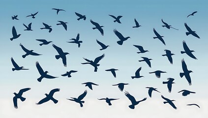 silhouettes of birds