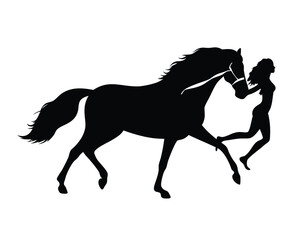 Elegant horse and rider silhouette in dynamic motion capturing graceful movement