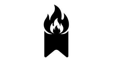 Burning Bookmark Icon Representing Information Destruction.