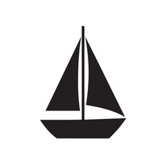 Simple Boat Icon Symbol in Black and White Illustration