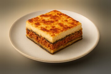 Realistic 3D Moussaka Icon Traditional Greek Casserole
