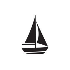 Simple Boat Icon Symbol in Black and White Illustration
