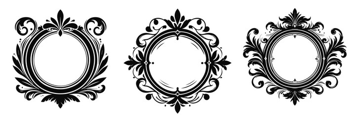 Decorative Ornate Element and Badges for events card design, illustration isolated on a white background