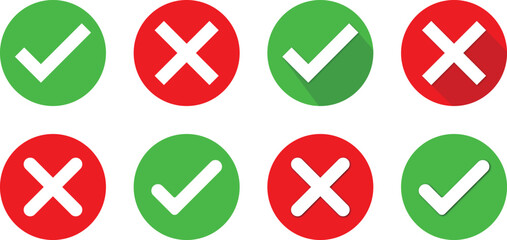 Green checkmarks and red crosses icons for choices