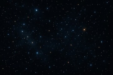 Night sky filled with glowing stars on a deep black background, showing abstract light points scattered across a cosmic scene in space. Ai generative
