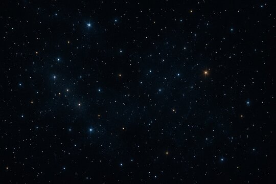 Night sky filled with glowing stars on a deep black background, showing abstract light points scattered across a cosmic scene in space. Ai generative