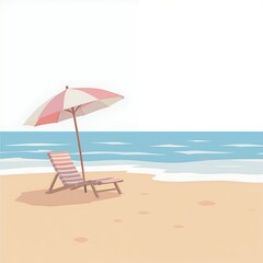 Clean geometric seaside holiday icon, pastel colors.