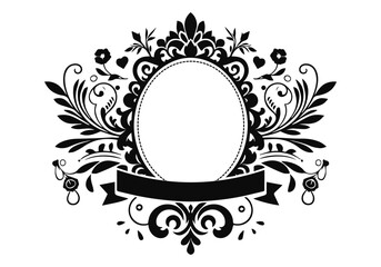 Decorative Ornate Element and Badges for events card design, illustration isolated on a white background