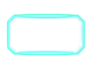 Glowing blue and cyan neon frame with rounded corners on a transparent background