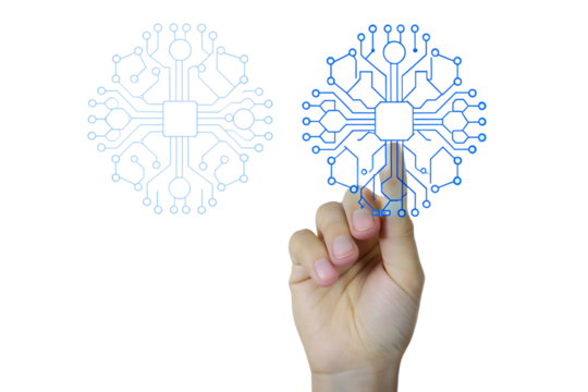 hand drawing icons representing artificial intelligence isolated on white background, png, ai generated.