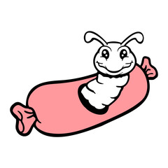 Caterpillar hole sausage BBQ barbecue hunger eat grill