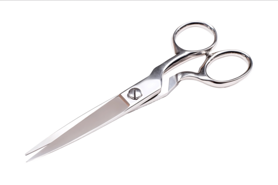 Sheared scissors isolated on a white background with a clipping path with full depth of field