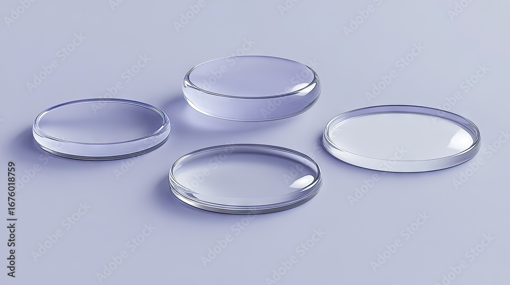 Wall mural transparent circular objects on a muted background.