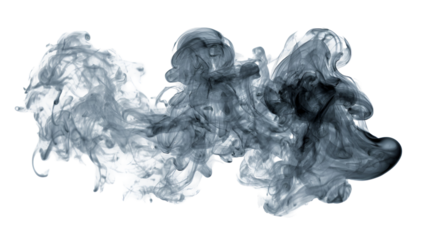 Abstract Grey Smoke Swirls on Black Background