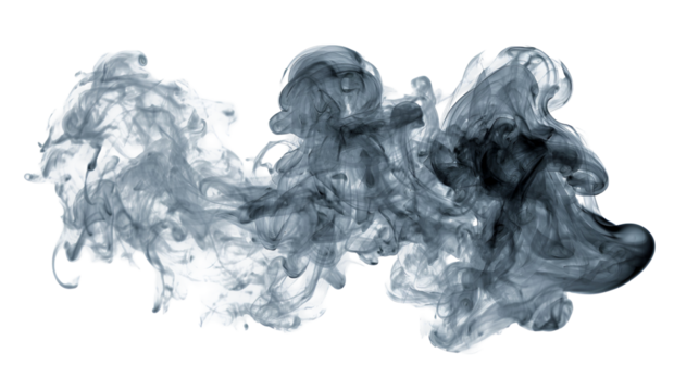 Abstract Grey Smoke Swirls on Black Background