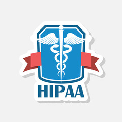 HIPAA Shield icon sticker isolated on gray background