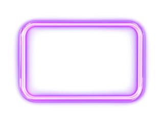 Vibrant neon purple and blue glowing rectangular frame on a transparent background