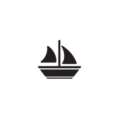 Simple Boat Icon Symbol in Black and White Illustration