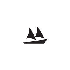 Simple Boat Icon Symbol in Black and White Illustration