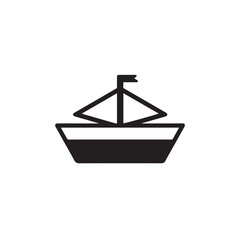 Simple Boat Icon Symbol in Black and White Illustration