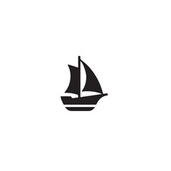 Simple Boat Icon Symbol in Black and White Illustration