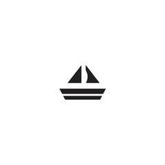 Simple Boat Icon Symbol in Black and White Illustration
